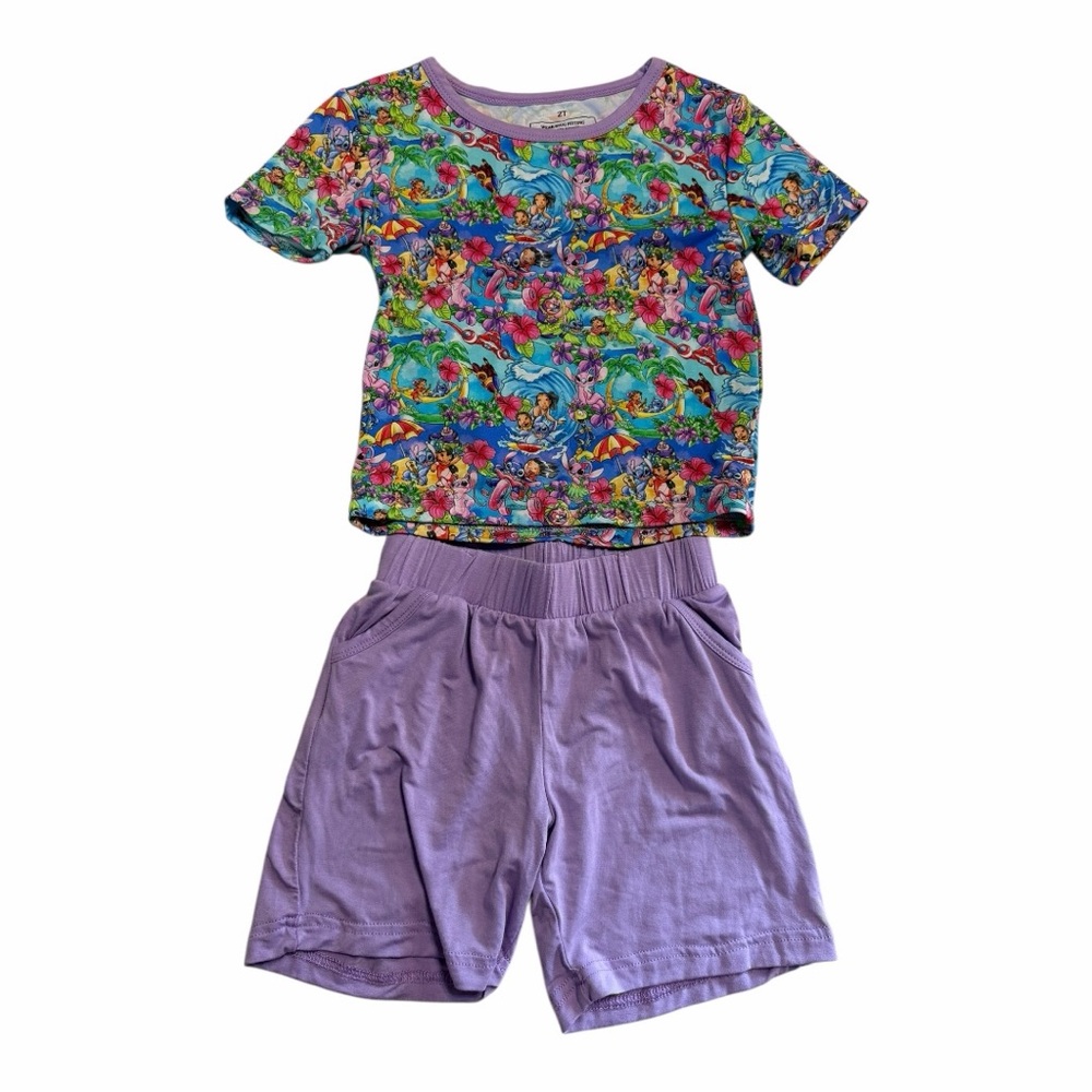 NWOT Super Soft Bamboo 2 Piece Play Outfit Stitch and Angel Lilo Surf Print Set